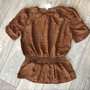 NWT Navy and Tan Blouse